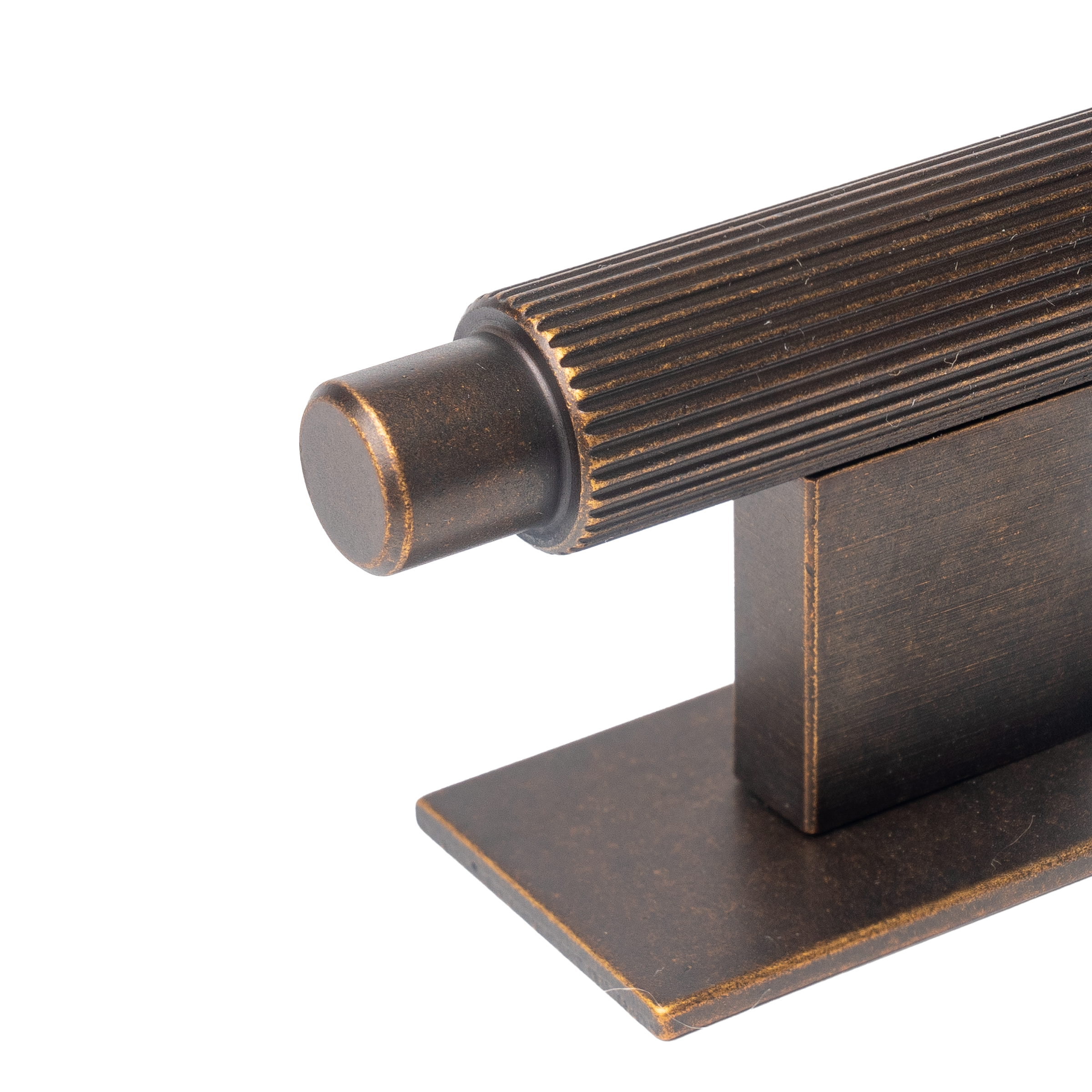 Momo Arpa T Knob and Backplate 70mm in Antique Brass (2)