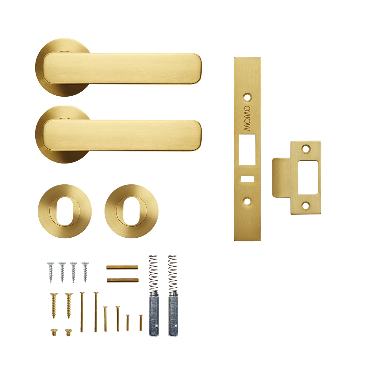 Momo Aspen Solid Brass Lever Entrance Set to Suit Dormakaba MS2600 and MS2900 Series locks in Brushed Satin Brass
