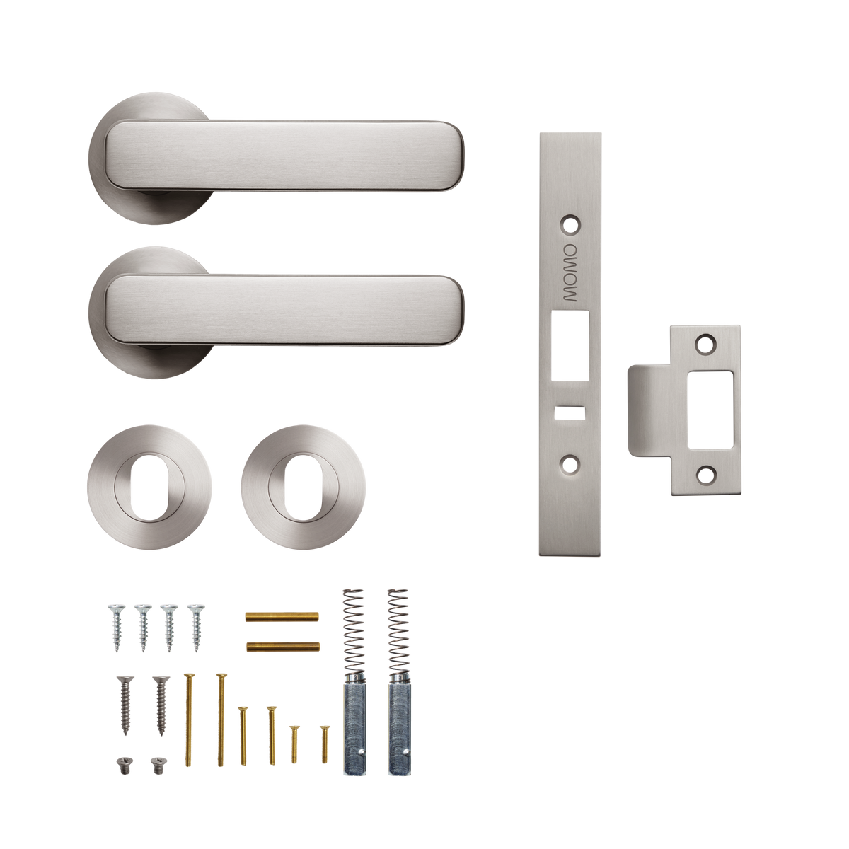 Momo Aspen Solid Brass Lever Entrance Set to Suit Dormakaba MS2600 and MS2900 Series locks in Dull Brushed Nickel