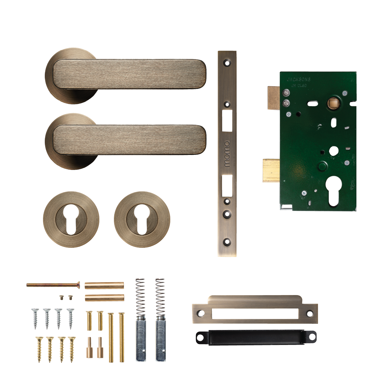 Momo Aspen Solid Brass Lever Entrance Set In Dark Brushed Brass