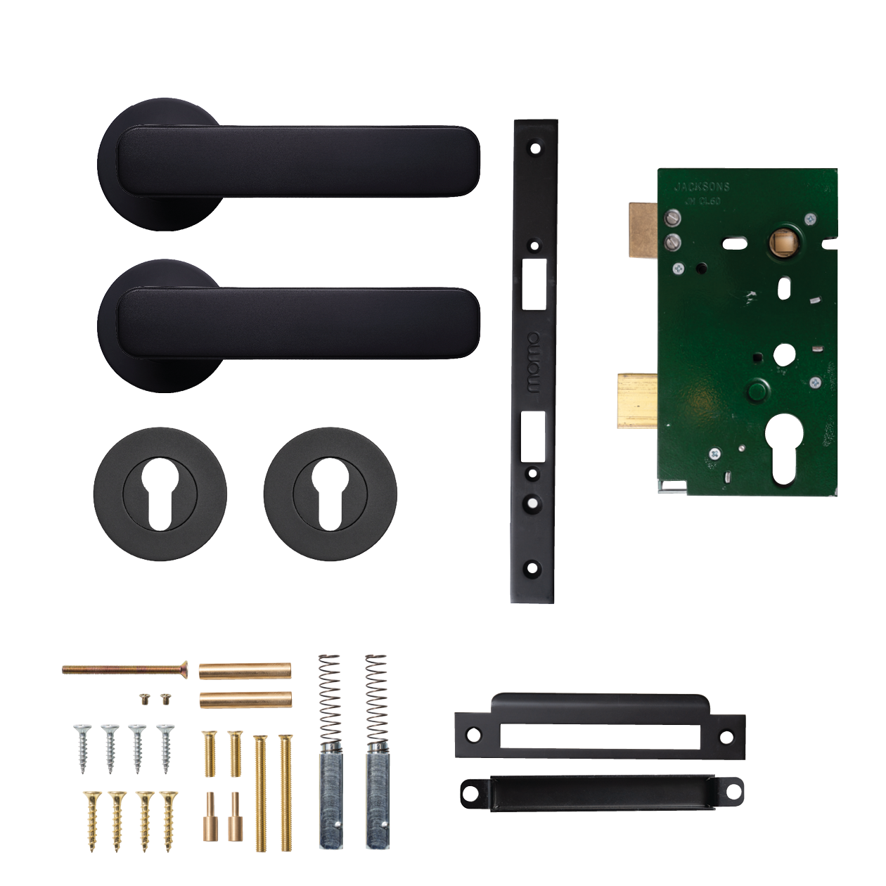 Momo Aspen Solid Brass Lever Entrance Set In Matt Black