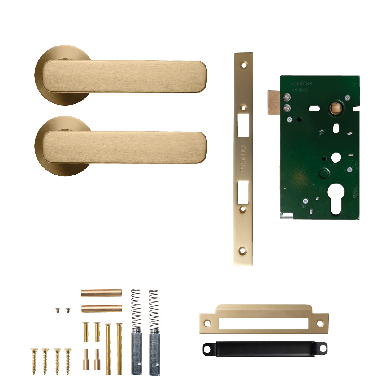Momo Aspen Solid Brass Mortice Lock Passage Lever Set In Brushed Satin Brass