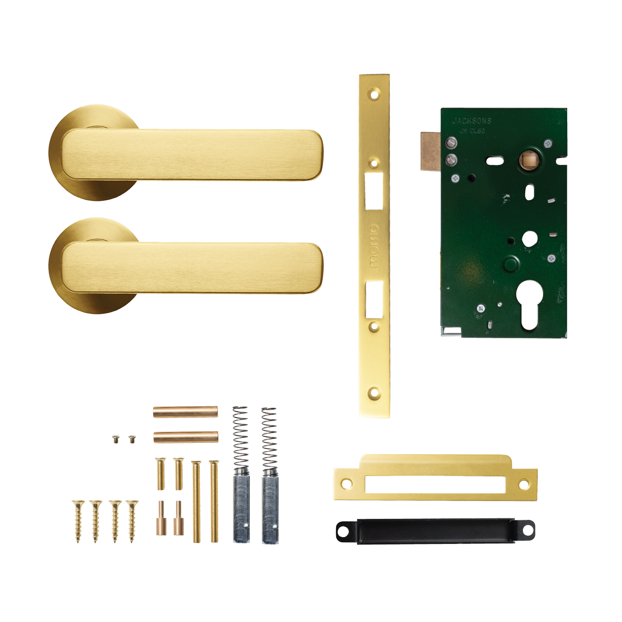 Momo Aspen Solid Brass Mortice Lock Passage Lever Set In Brushed Satin Brass