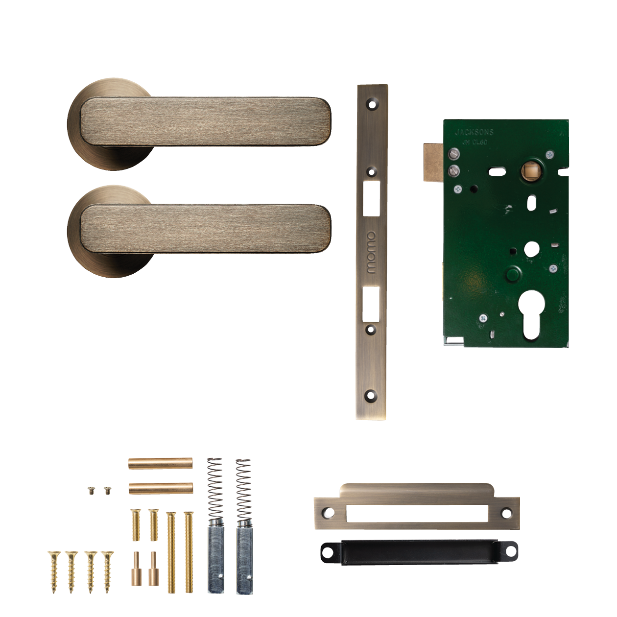 Momo Aspen Solid Brass Mortice Lock Passage Lever Set In Dark Brushed Brass