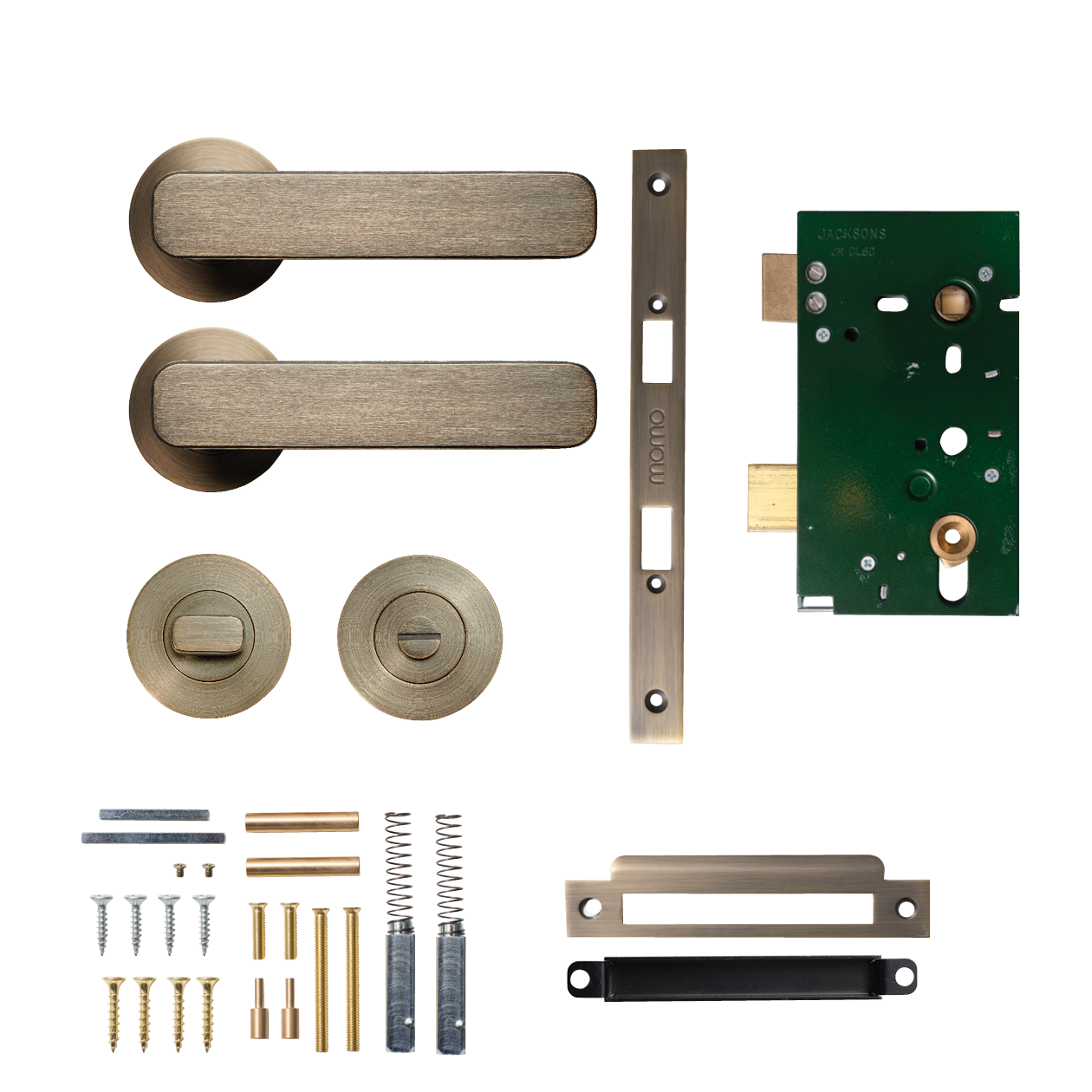 Momo Aspen Solid Brass Mortice Lock Privacy Lever Set In Dark Brushed Brass