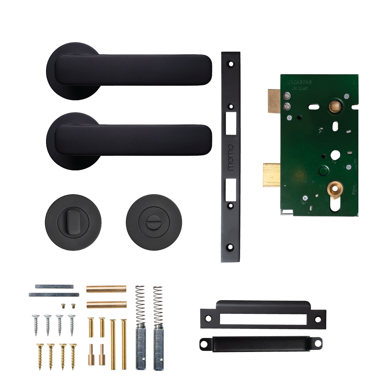 Momo Aspen Solid Brass Mortice Lock Privacy Lever Set In Matt Black
