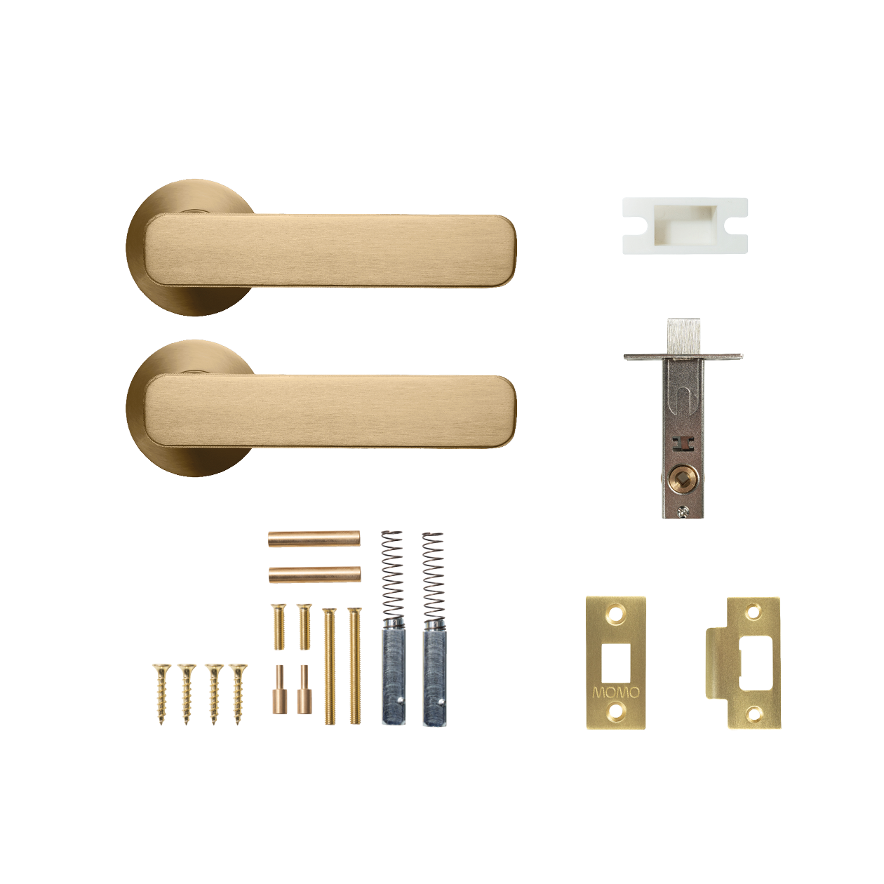 Momo Aspen Solid Brass Tubular Latch Passage Lever Set In Brushed Satin Brass