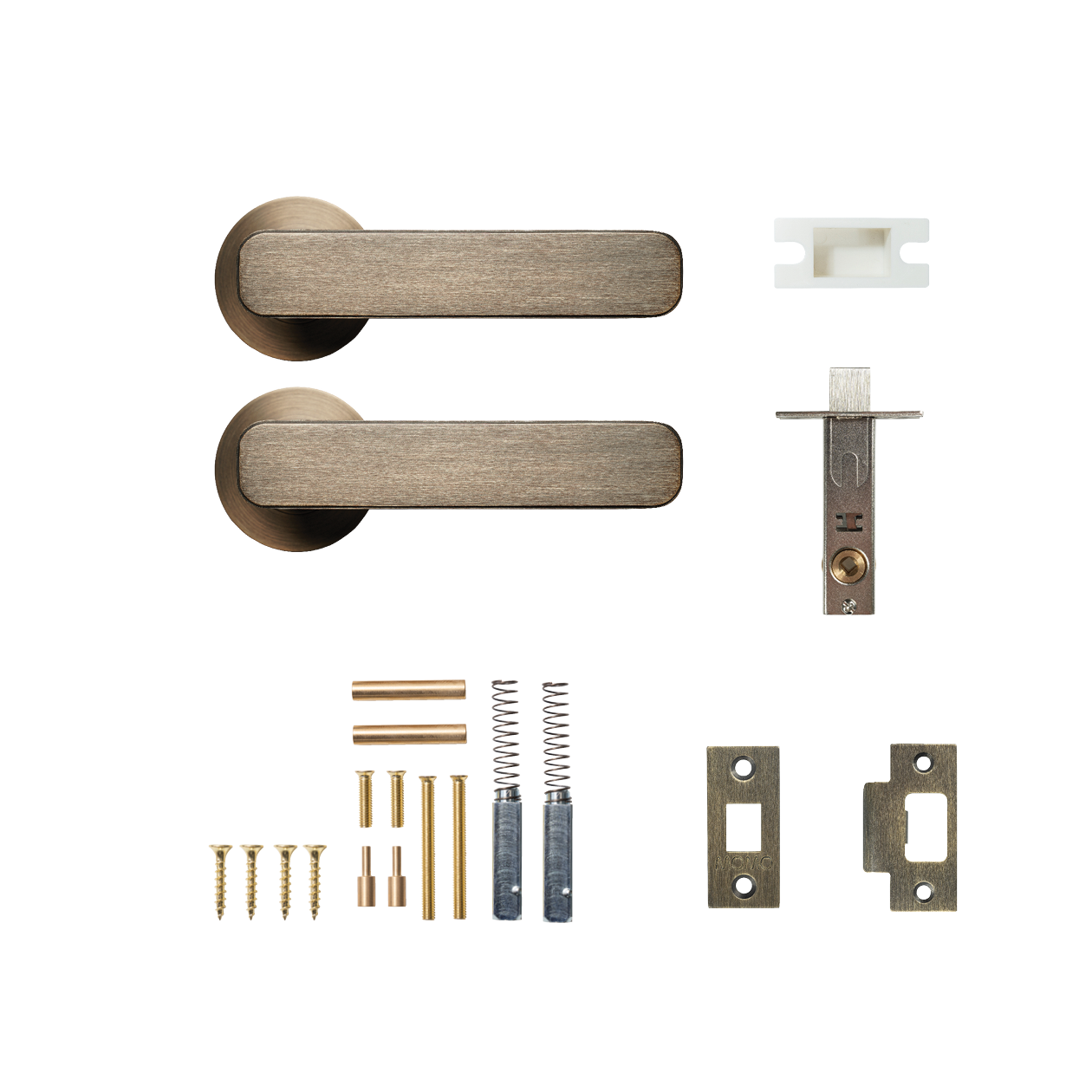 Momo Aspen Solid Brass Tubular Latch Passage Lever Set In Dark Brushed Brass