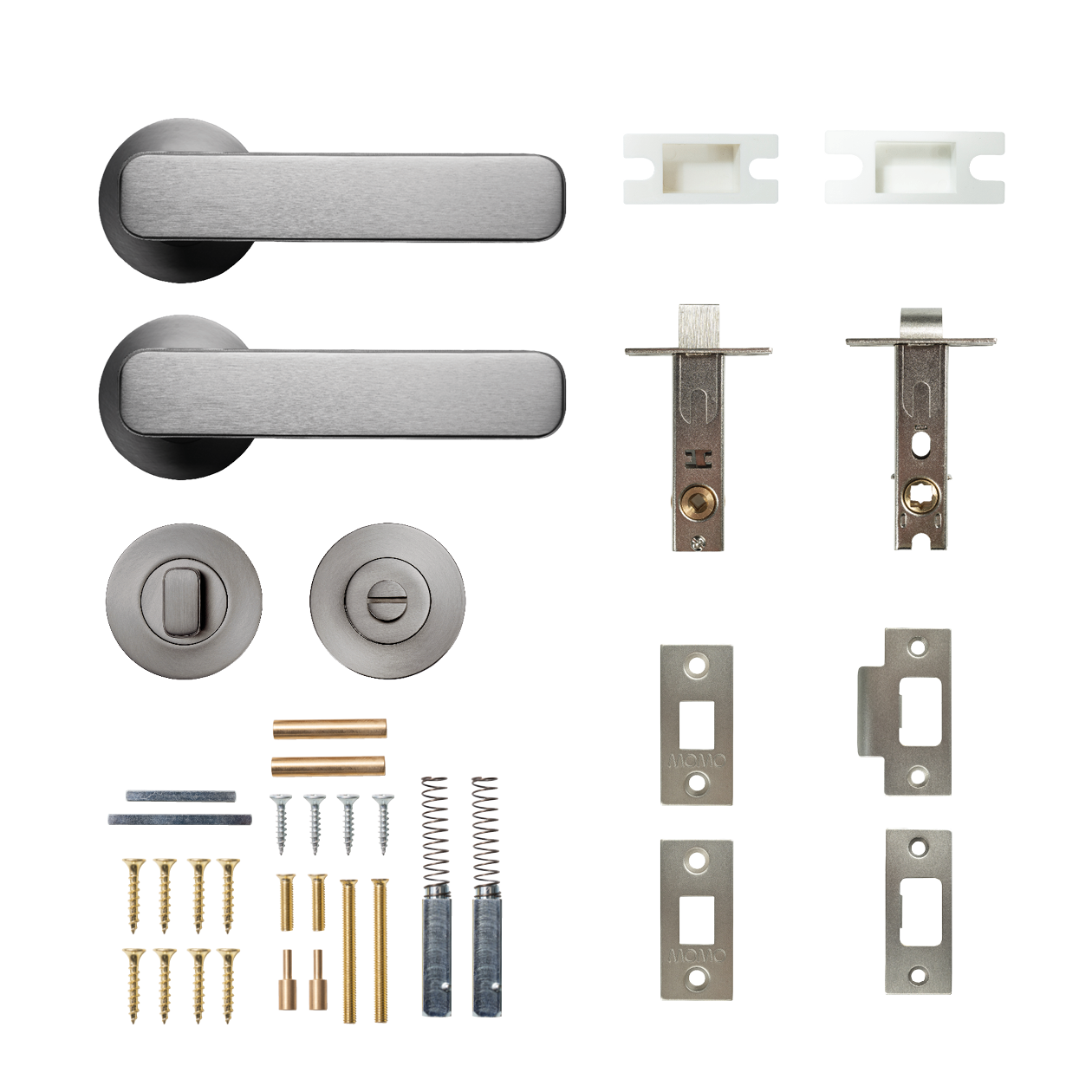 Momo Aspen Solid Brass Tubular Latch Privacy Lever Set In Dull Brushed Nickel
