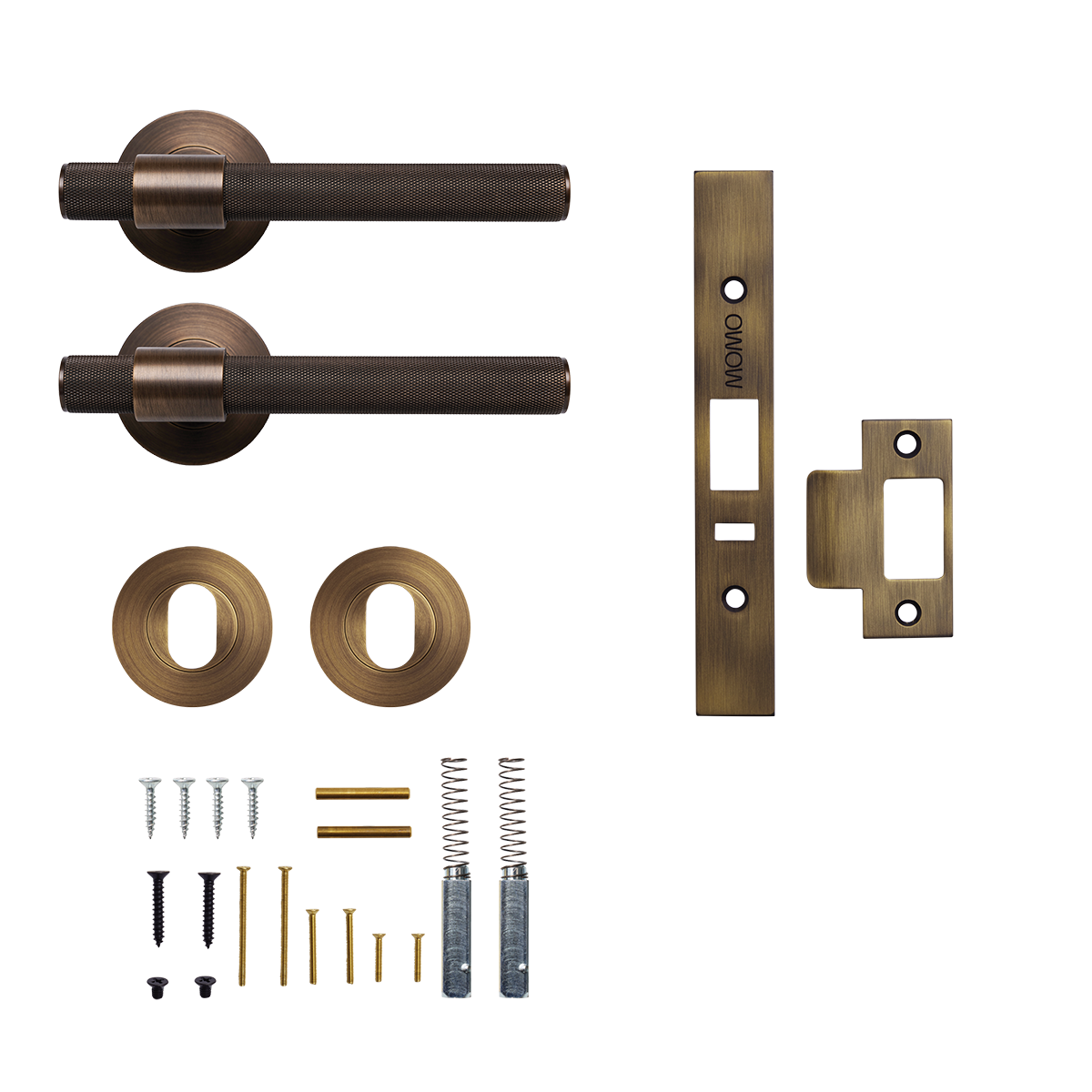 Momo Belgravia Knurled Solid Brass Lever Entrance Set to Suit Dormakaba MS2600 and MS2900 Series locks in Bronze