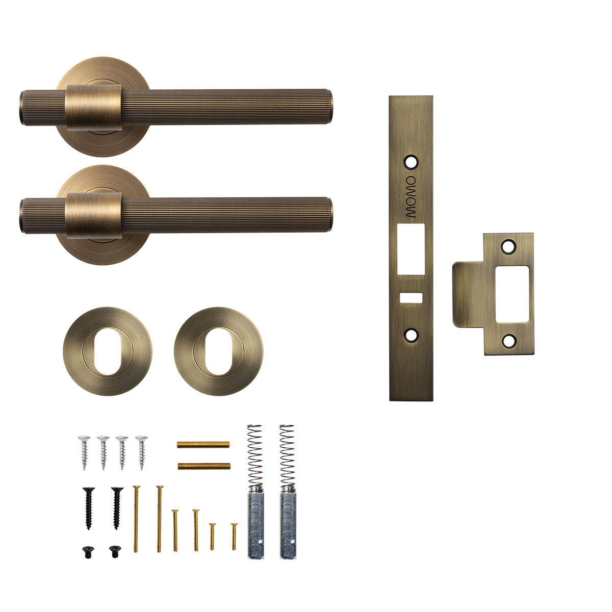 Momo Belgravia Lined Solid Brass Lever Entrance Set to Suit Dormakaba MS2600 and MS2900 Series locks in Dark Brushed Brass