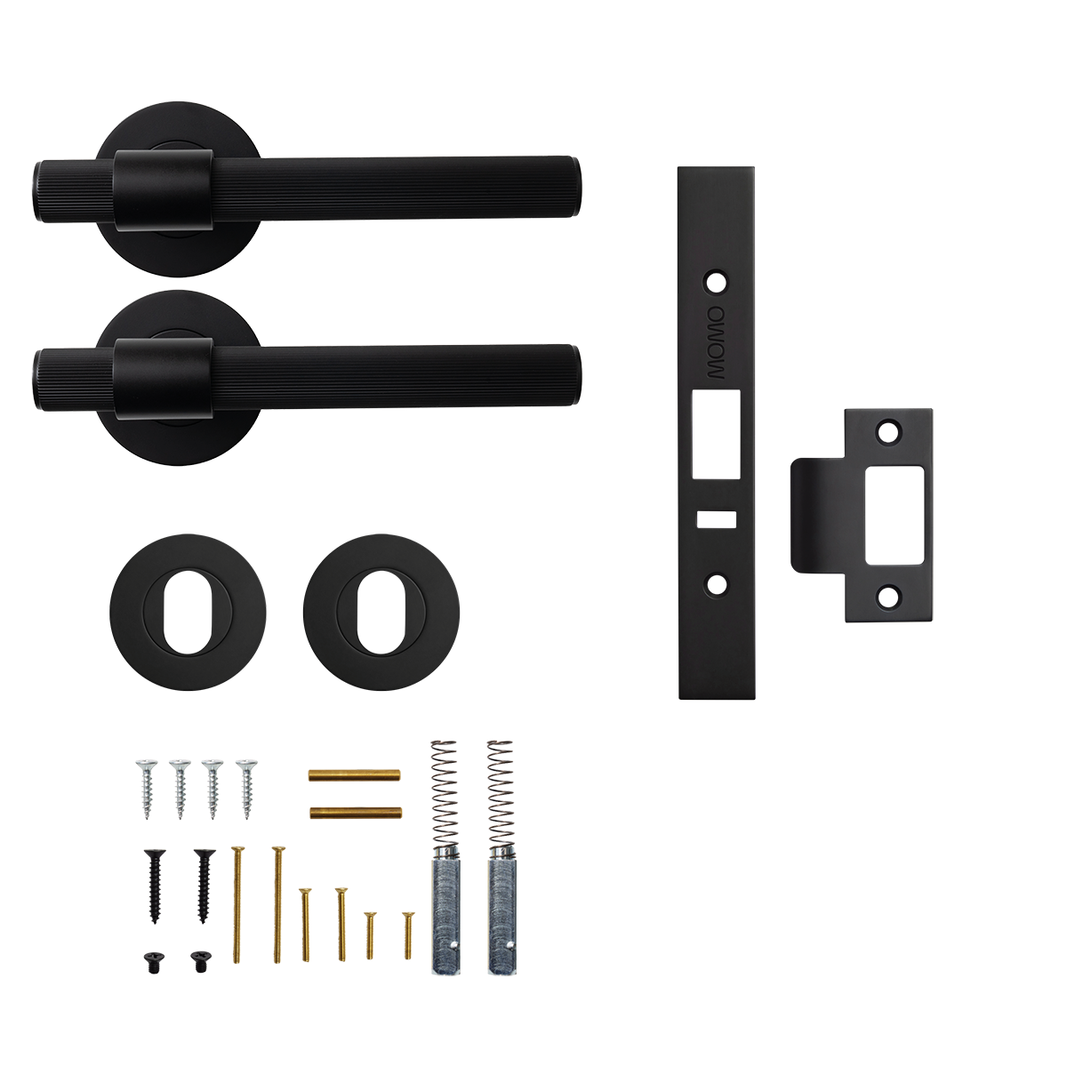 Momo Belgravia Lined Solid Brass Lever Entrance Set to Suit Dormakaba MS2600 and MS2900 Series locks in Matt Black