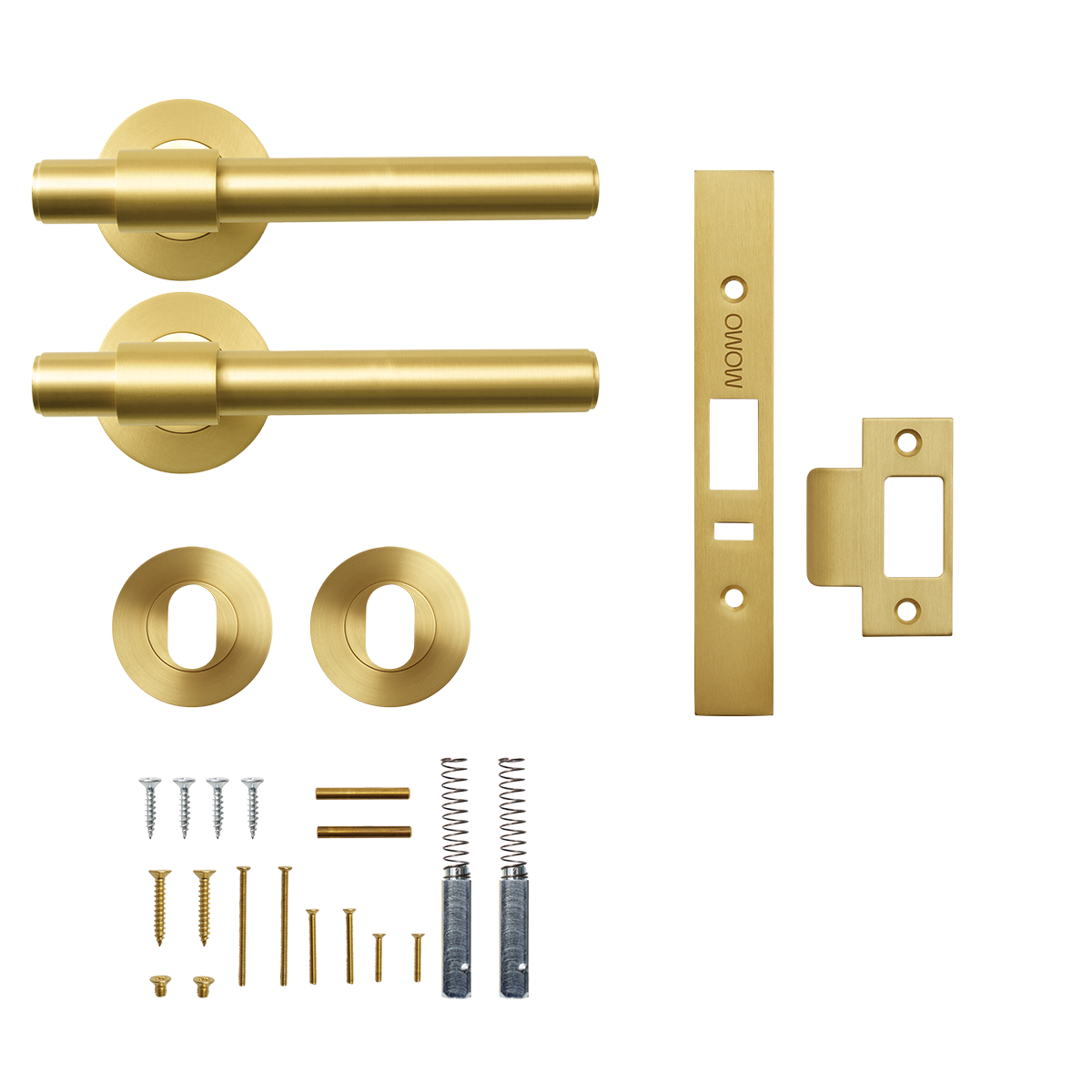 Momo Belgravia Plain Solid Brass Lever Entrance Set to Suit Dormakaba MS2600 and MS2900 Series locks in Brushed Satin Brass
