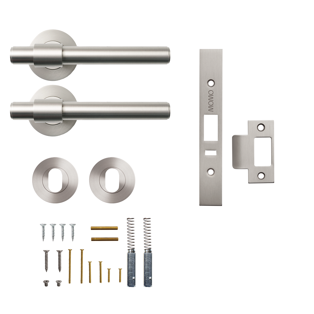 Momo Belgravia Plain Solid Brass Lever Entrance Set to Suit Dormakaba MS2600 and MS2900 Series locks in Dull Brushed Nickel