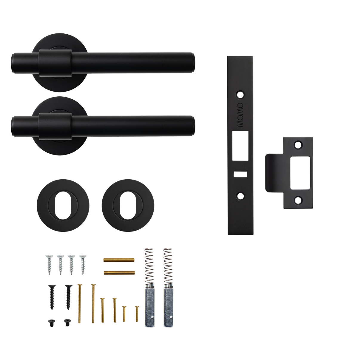 Momo Belgravia Plain Solid Brass Lever Entrance Set to Suit Dormakaba MS2600 and MS2900 Series locks in Matt Black
