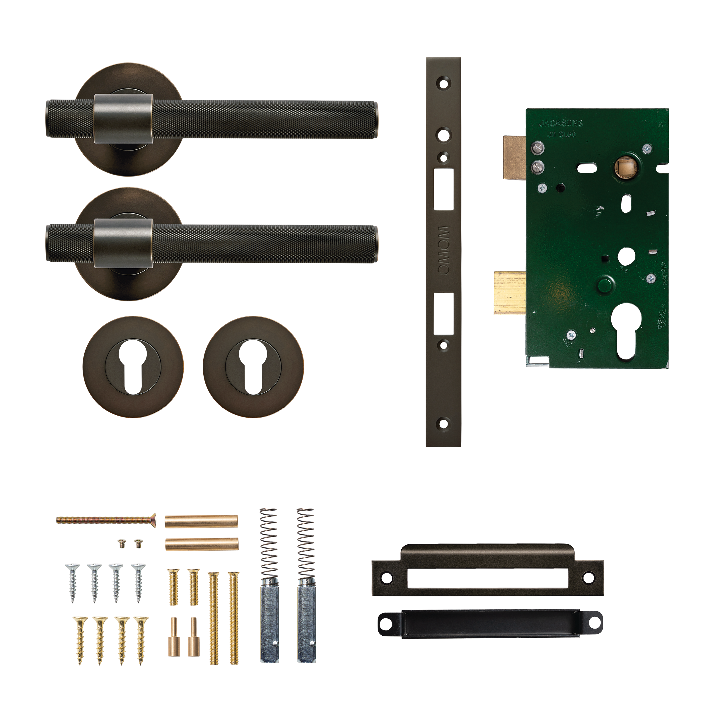Momo Belgravia Solid Brass Knurled Lever Entrance Set In Dark Bronze