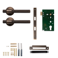Momo Belgravia Solid Brass Knurled Mortice Lock Passage Lever Set In Bronze