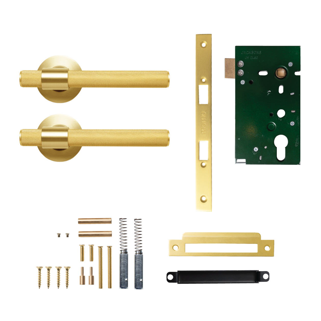 Momo Belgravia Solid Brass Knurled Mortice Lock Passage Lever Set In Brushed Satin Brass