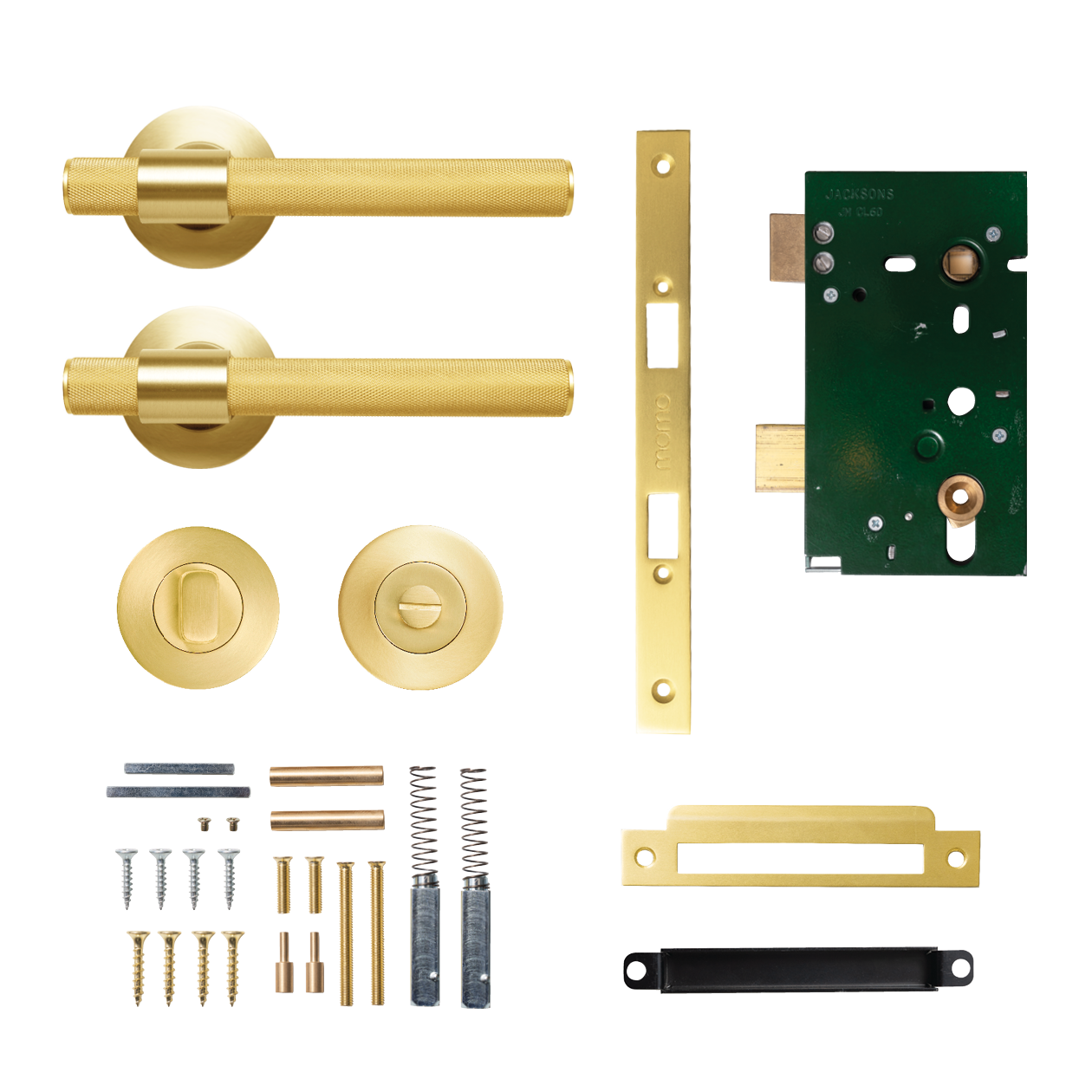 Momo Belgravia Solid Brass Knurled Mortice Lock Privacy Lever Set In Brushed Satin Brass