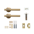 Momo Belgravia Solid Brass Knurled Tubular Latch Passage Lever Set In Brushed Satin Brass