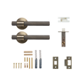 Momo Belgravia Solid Brass Knurled Tubular Latch Passage Lever Set In Dark Brushed Brass