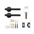 Momo Belgravia Solid Brass Knurled Tubular Latch Passage Lever Set In Matt Black