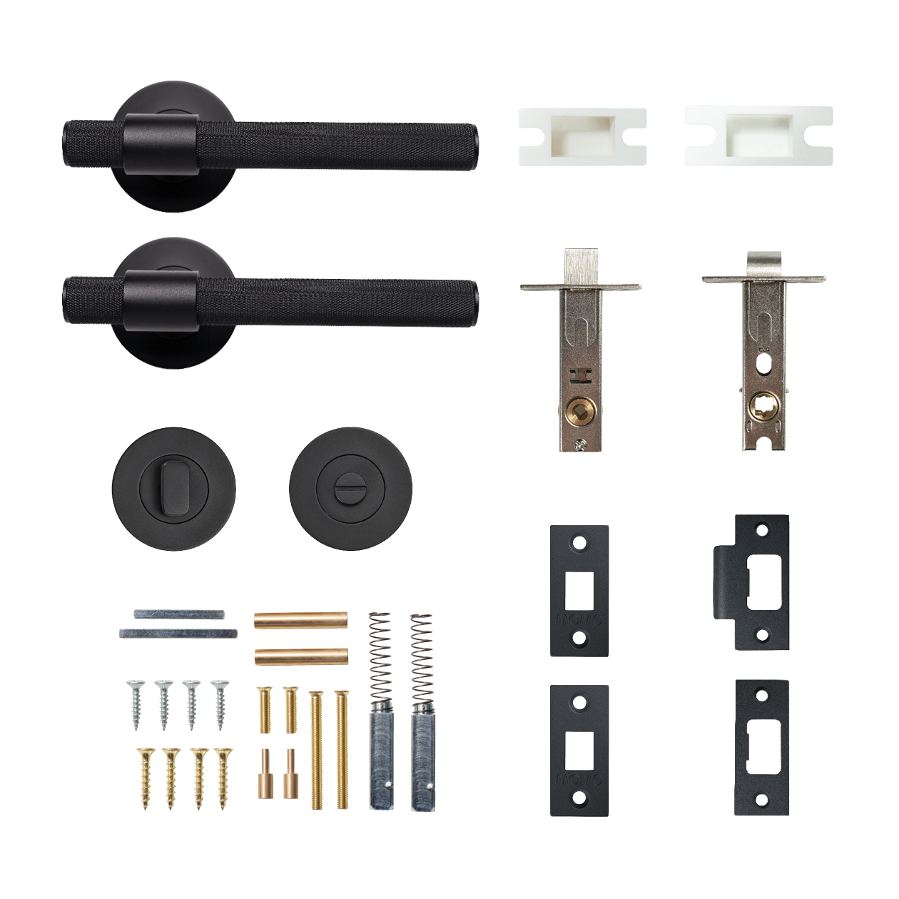 Momo Belgravia Solid Brass Knurled Tubular Latch Privacy Lever Set In Matt Black
