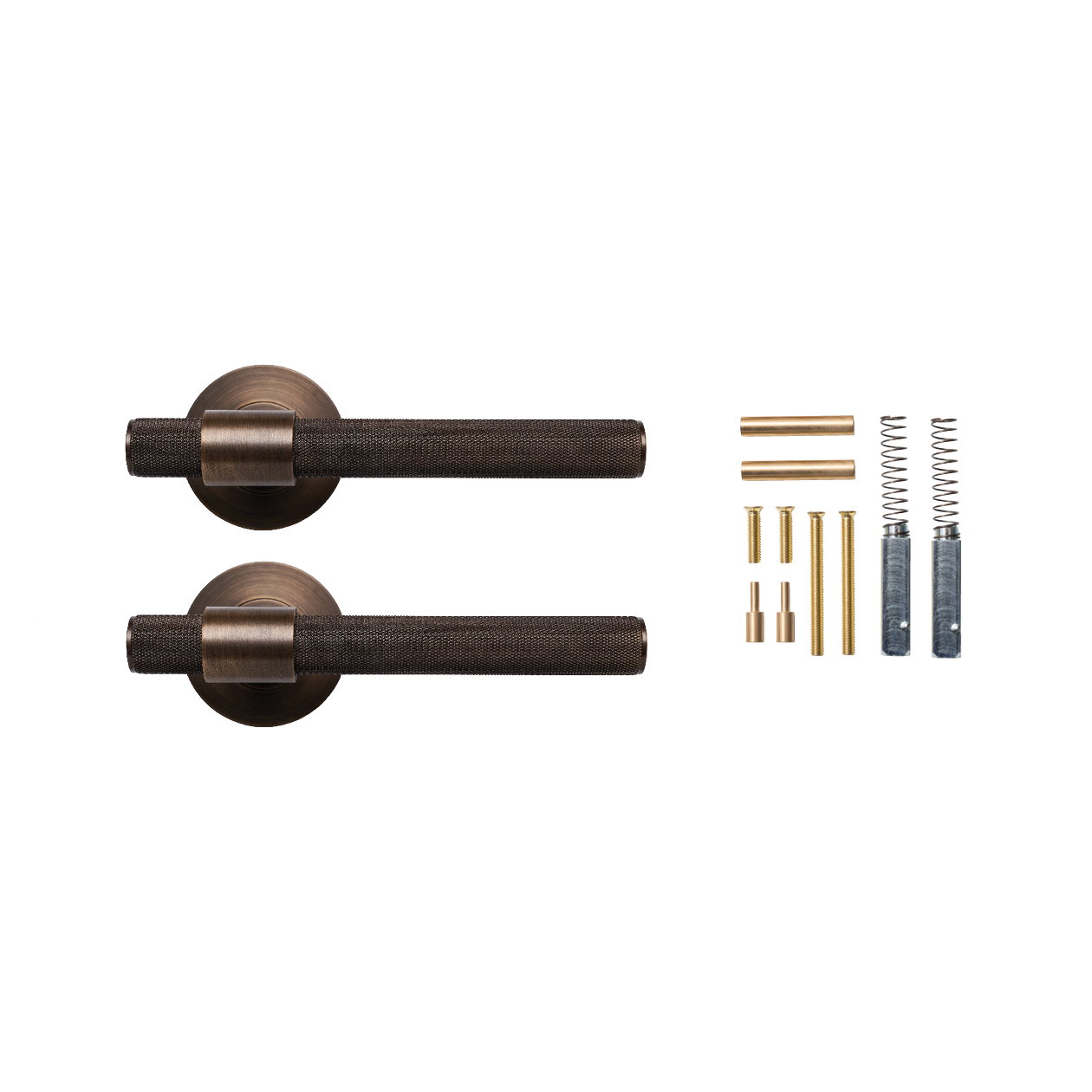 Momo Belgravia Solid Brass Knurled Lever Handle Set Bronze (2)