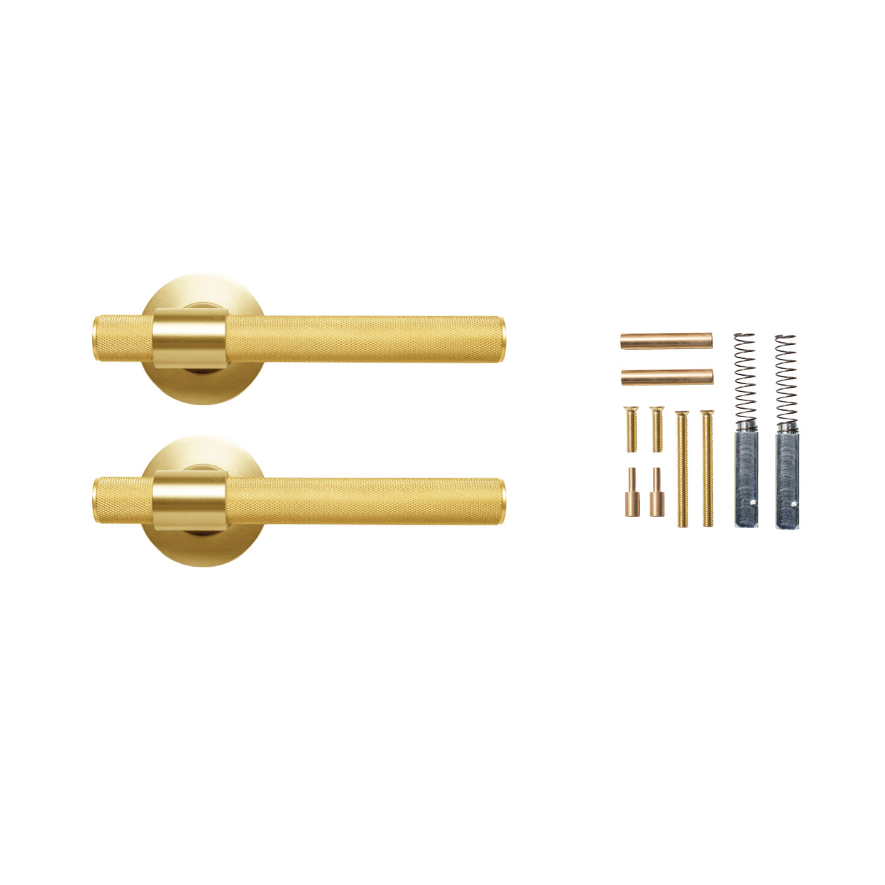 Momo Belgravia Solid Brass Knurled Lever Handle Set in Brushed Satin Brass (2)