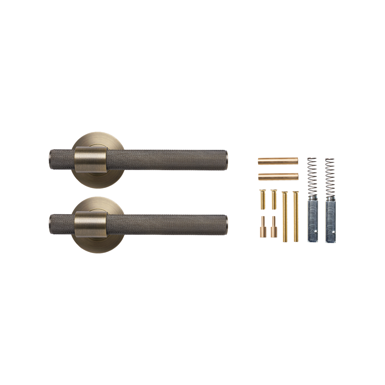 Momo Belgravia Solid Brass Knurled Lever Handle Set in Dark Brushed Brass (2)