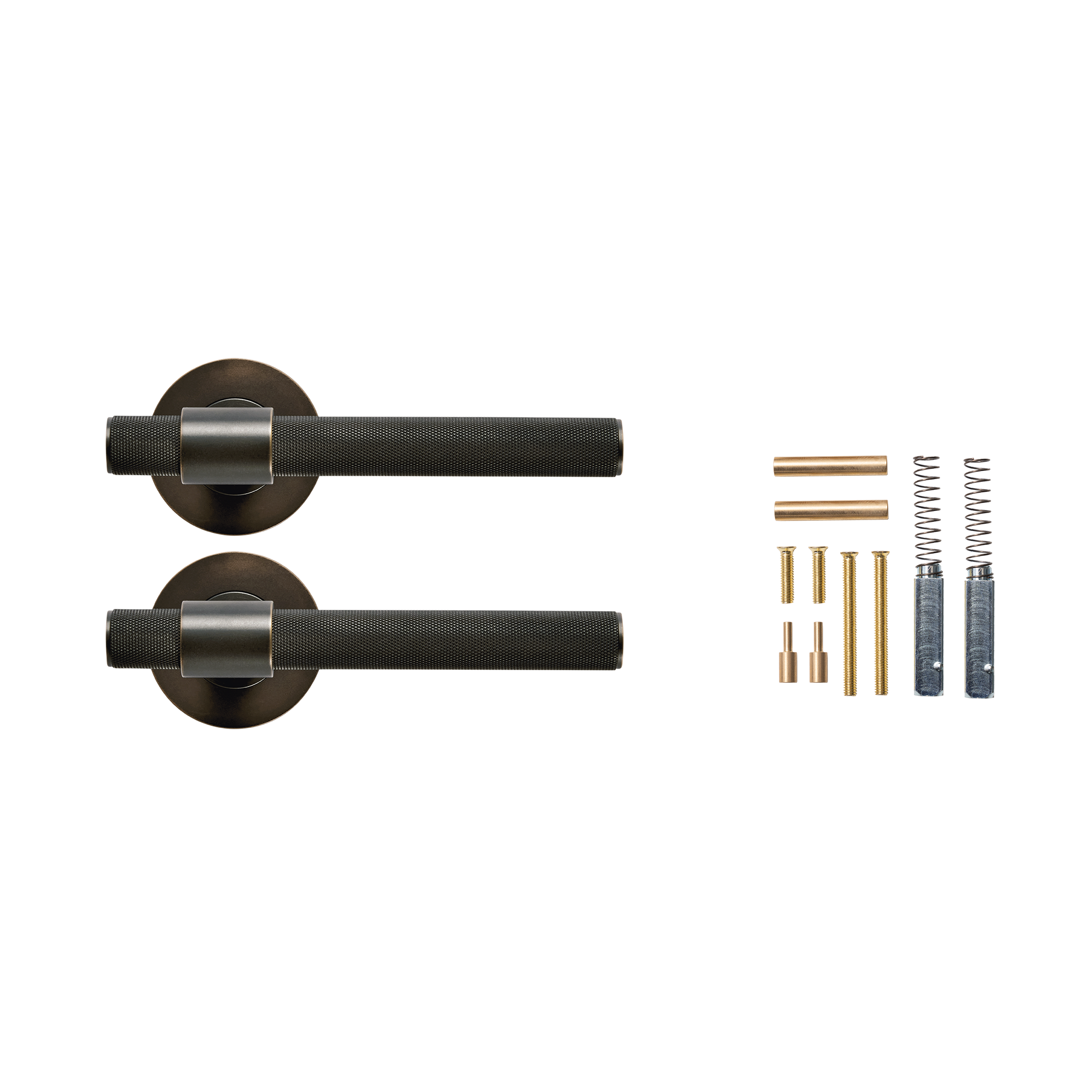 Momo Belgravia Solid Brass Knurled Lever Handle Set in Dark Bronze (2)