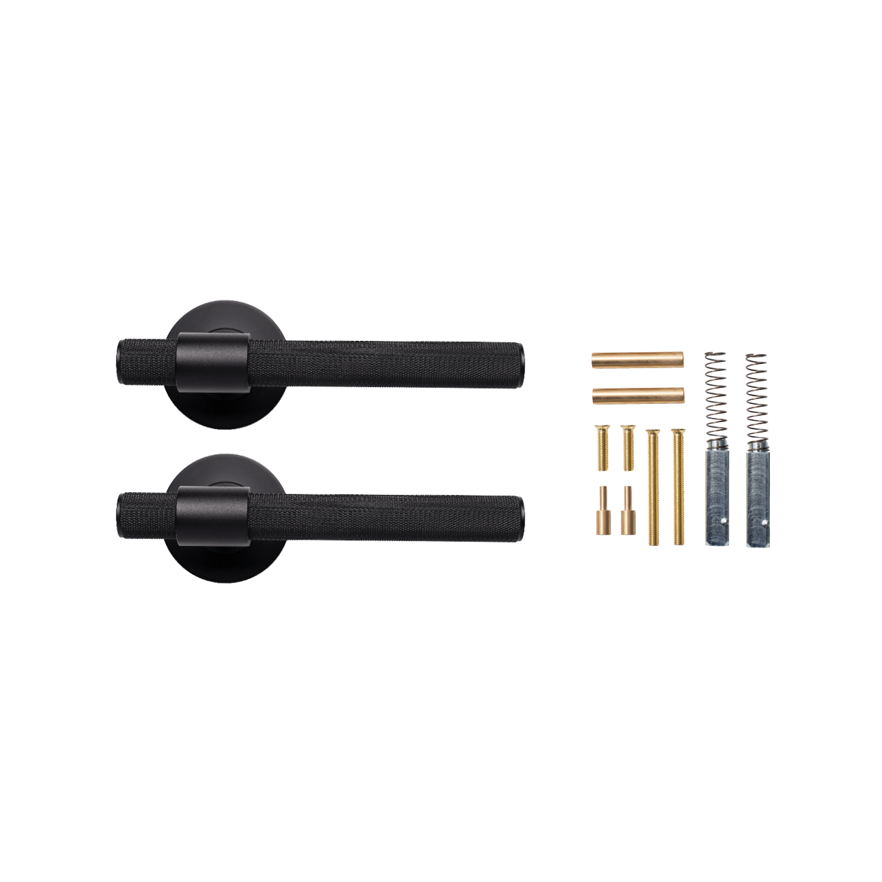 Momo Belgravia Solid Brass Knurled Lever Handle Set in Matt Black (2)