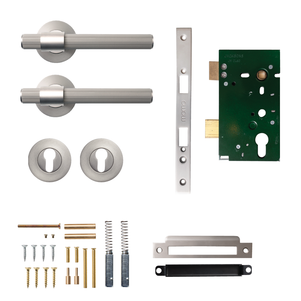 Momo Belgravia Solid Brass Lined Lever Entrance Set In Dull Brushed Nickel
