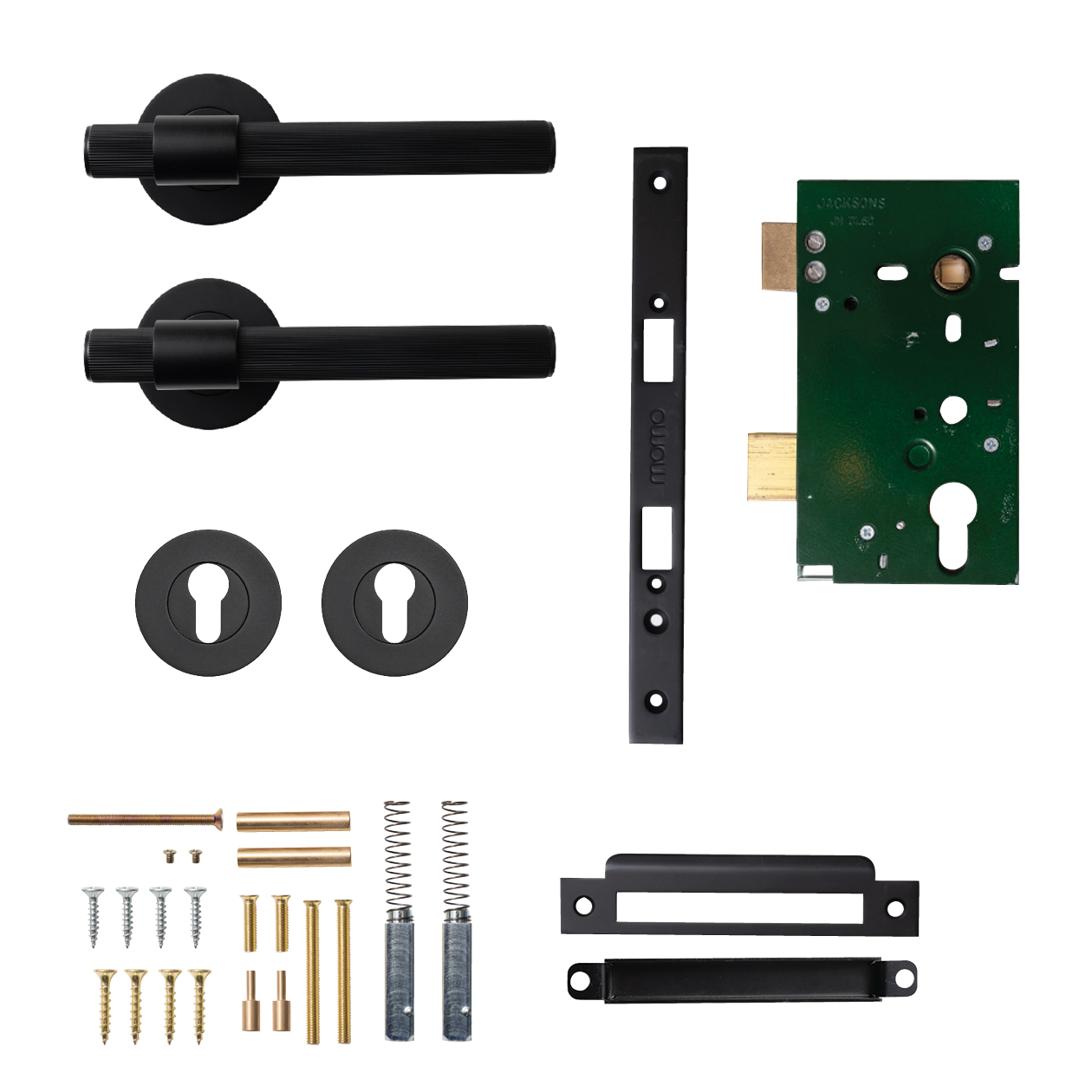 Momo Belgravia Solid Brass Lined Lever Entrance Set In Matt Black