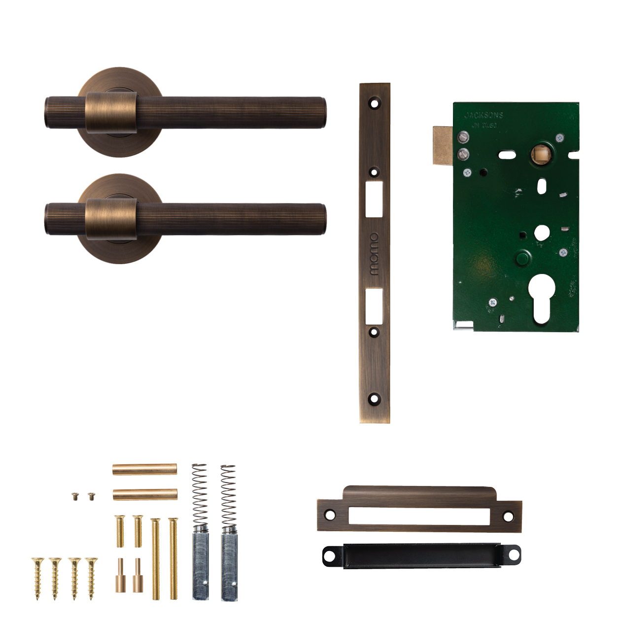 Momo Belgravia Solid Brass Lined Mortice Lock Passage Lever Set In Bronze