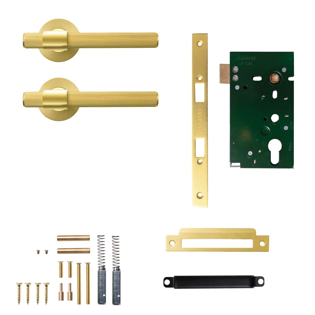 Momo Belgravia Solid Brass Lined Mortice Lock Passage Lever Set In Brushed Satin Brass