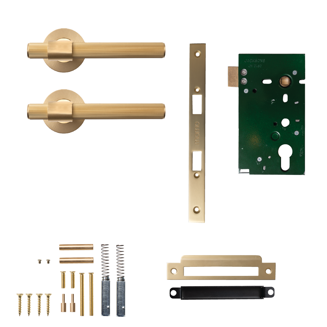 Momo Belgravia Solid Brass Lined Mortice Lock Passage Lever Set In Brushed Satin Brass