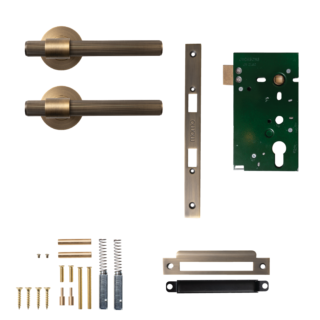 Momo Belgravia Solid Brass Lined Mortice Lock Passage Lever Set In Dark Brushed Brass