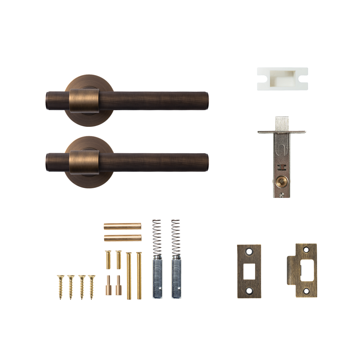 Momo Belgravia Solid Brass Lined Tubular Latch Passage Lever Set In Bronze