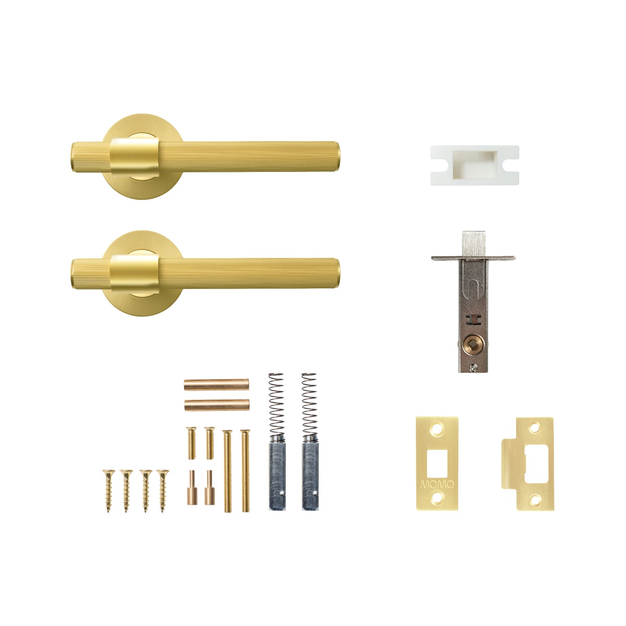 Momo Belgravia Solid Brass Lined Tubular Latch Passage Lever Set In Brushed Satin Brass