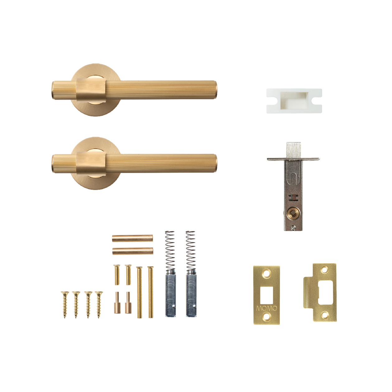 Momo Belgravia Solid Brass Lined Tubular Latch Passage Lever Set In Brushed Satin Brass