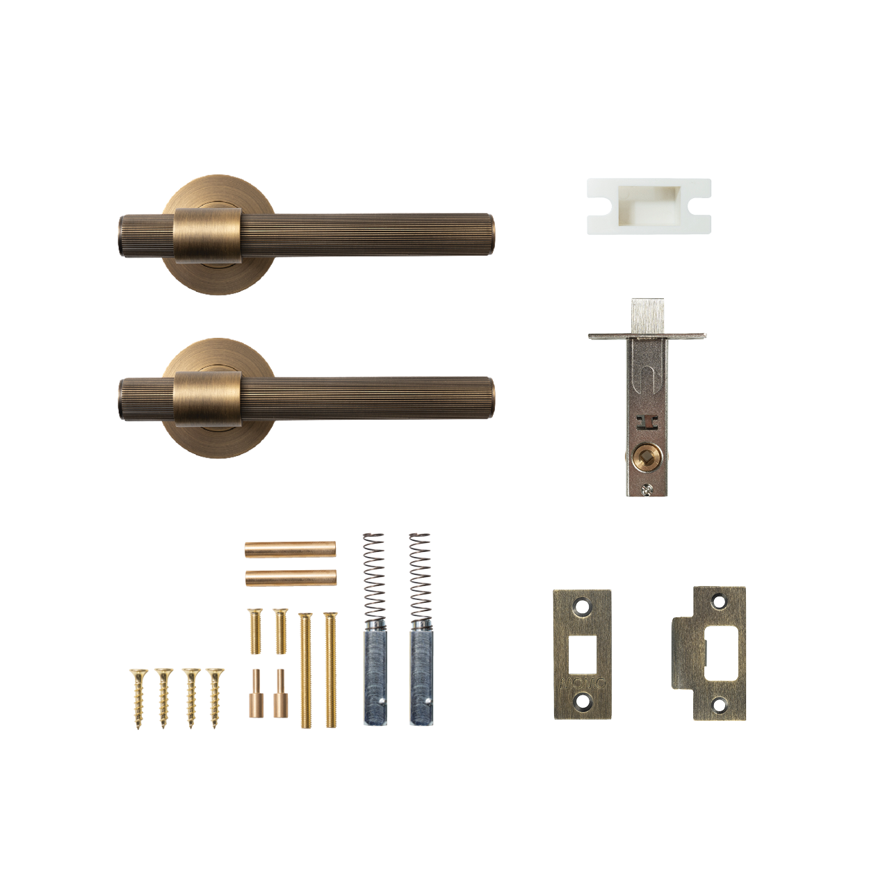 Momo Belgravia Solid Brass Lined Tubular Latch Passage Lever Set In Dark Brushed Brass