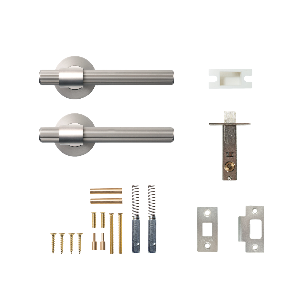 Momo Belgravia Solid Brass Lined Tubular Latch Passage Lever Set In Dull Brushed Nickel