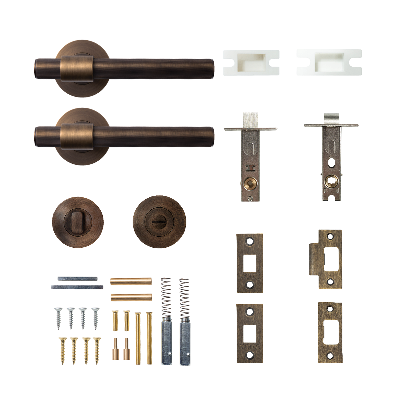 Momo Belgravia Solid Brass Lined Tubular Latch Privacy Lever Set In Bronze