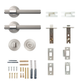 Momo Belgravia Solid Brass Lined Tubular Latch Privacy Lever Set In Dull Brushed Nickel