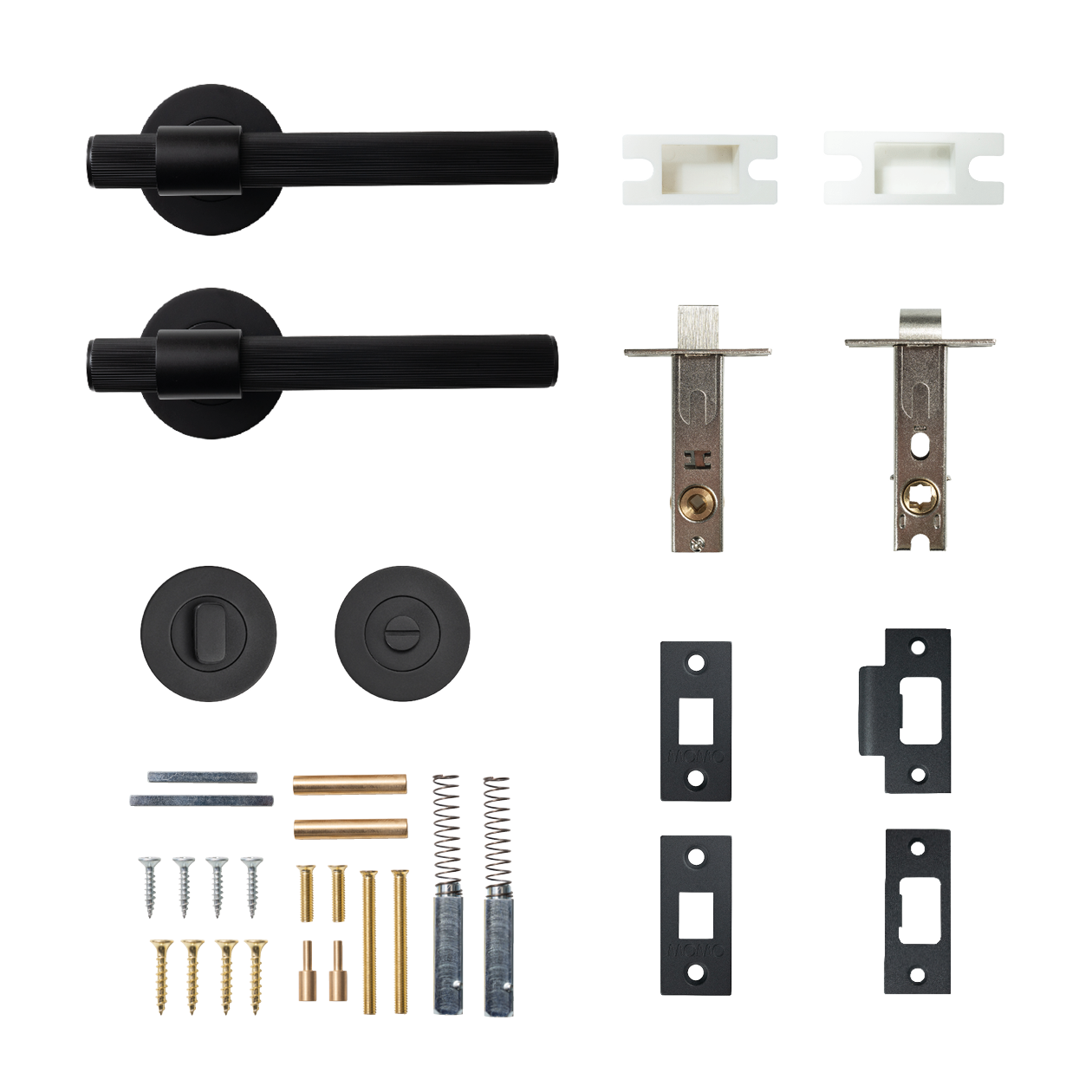 Momo Belgravia Solid Brass Lined Tubular Latch Privacy Lever Set In Matt Black