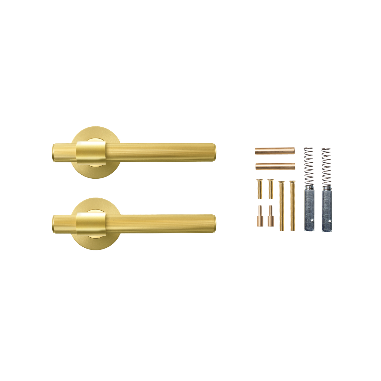 Momo Belgravia Solid Brass Lined Lever Handle Set In Brushed Satin Brass (2)