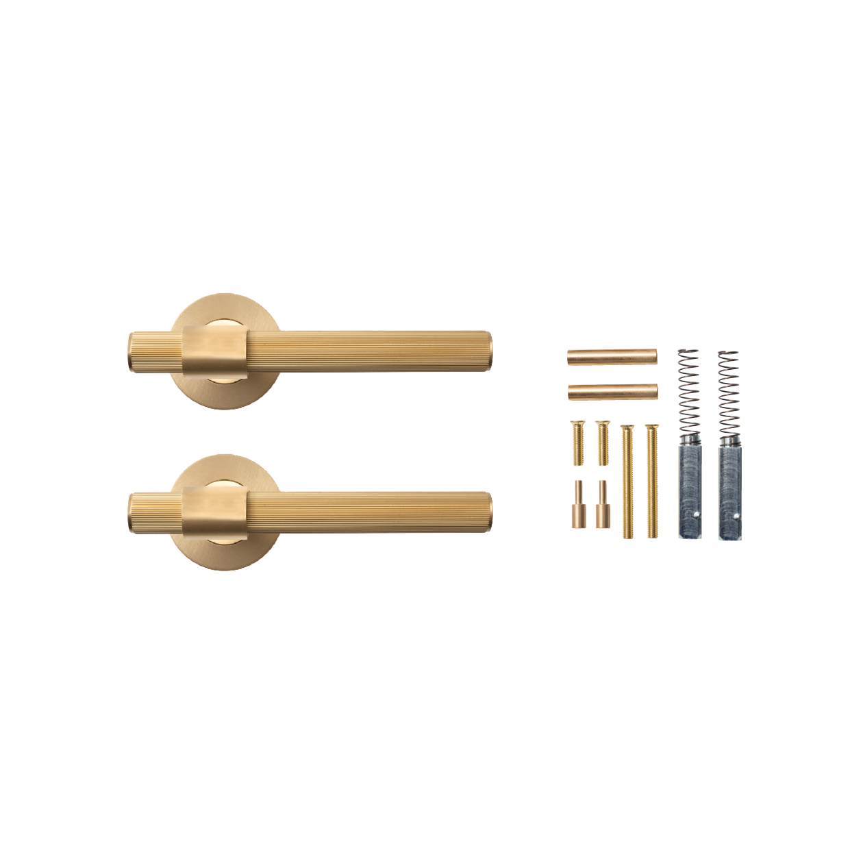 Momo Belgravia Solid Brass Lined Lever Handle Set In Brushed Satin Brass (2)