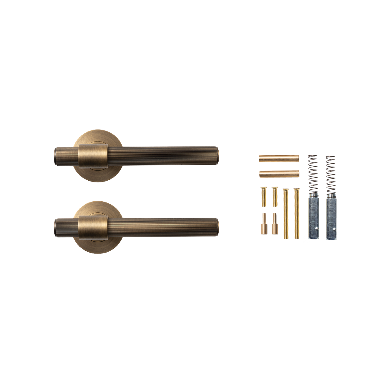 Momo Belgravia Solid Brass Lined Lever Handle Set In Dark Brushed Brass (2)