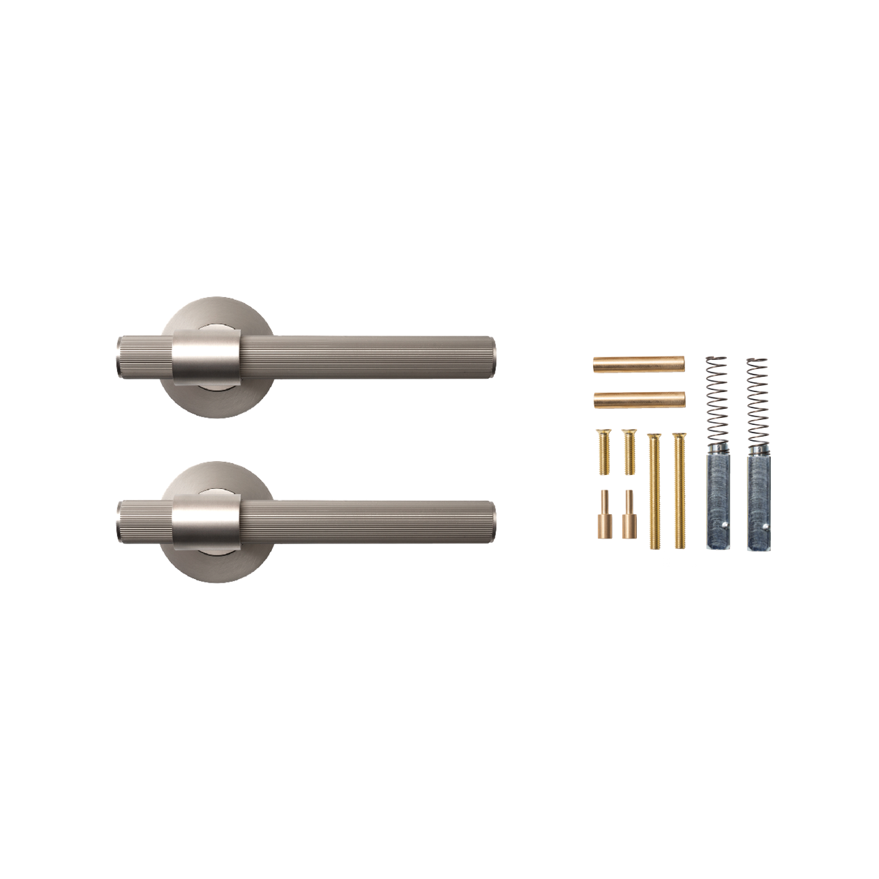 Momo Belgravia Solid Brass Lined Lever Handle Set In Dull Brushed Nickel (2)